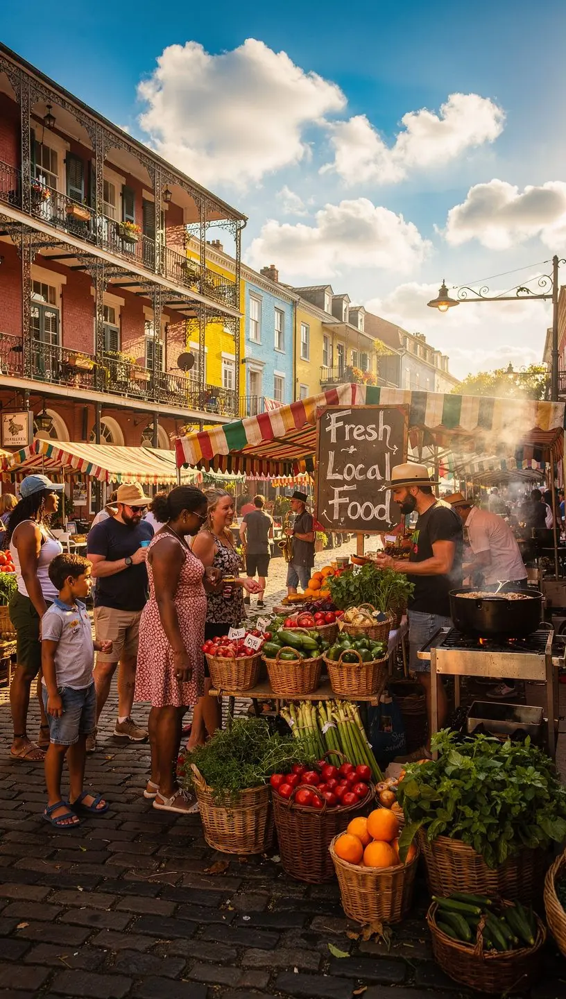Uczestnicy wycieczki kulinarnej próbują lokalnych smakołyków na targu.